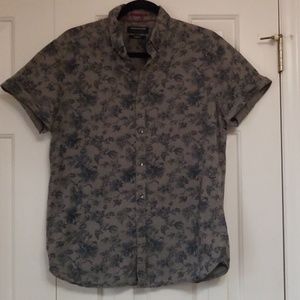 Denim and Flower Button Down Shirt